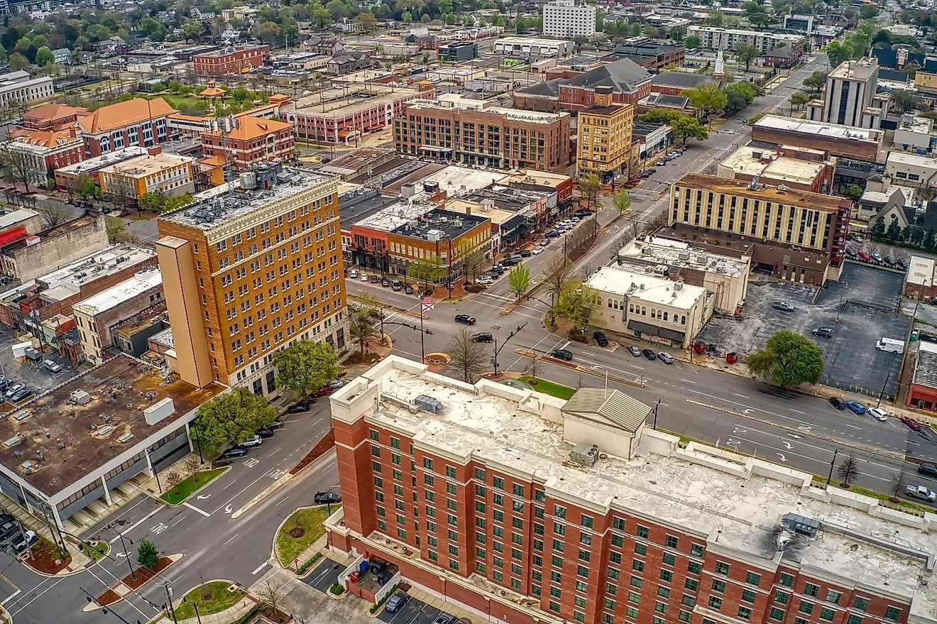 Aerial view of downtown Tuscaloosa, Alabama